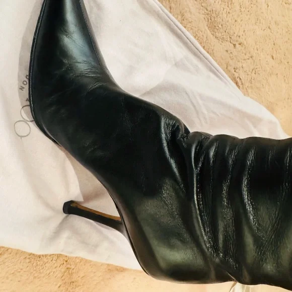 Jimmy Choo Black Pointed-Toe Knee-High Stiletto Boots - Picture 5 of 7